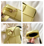 Women's Woven Crossbody Bag Casual Mini Zipper Square Solid Bag