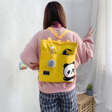 Canvas Shoulder Bag Cartoon Panda Print Shopper Purse Crossbody Bag