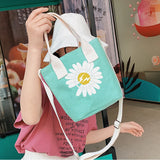 Women's Daisy Canvas Handbags Casual Vintage Purse Bucket Pocket Large Capacity