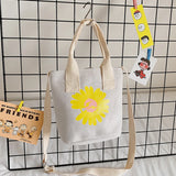 Women's Daisy Canvas Handbags Casual Vintage Purse Bucket Pocket Large Capacity