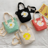 Women's Daisy Canvas Handbags Casual Vintage Purse Bucket Pocket Large Capacity