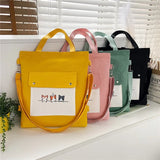 Canvas Crossbody Tote Bag for Women with Long Strap