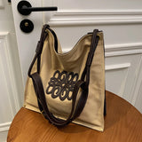 Women's Shoulder Bag Canvas Zipper Tote Solid Large One Shoulder Handbag