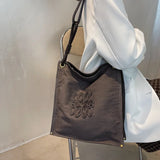 Women's Shoulder Bag Canvas Zipper Tote Solid Large One Shoulder Handbag