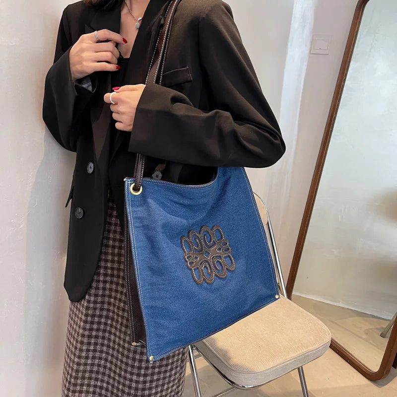 Women's Shoulder Bag Canvas Zipper Tote Solid Large One Shoulder Handbag