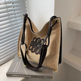 Women's Shoulder Bag Canvas Zipper Tote Solid Large One Shoulder Handbag