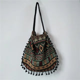 Ethnic Style Tote Bag with Tassels