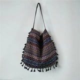 Ethnic Style Tote Bag with Tassels