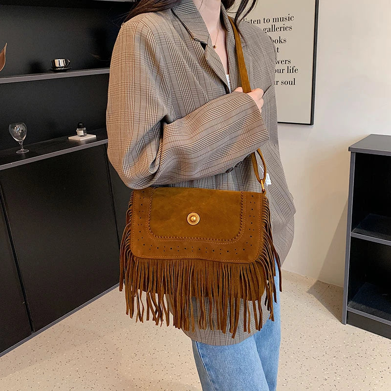 Women's Large Capacity Shoulder Bag Fringe Crossbody Vintage Tote