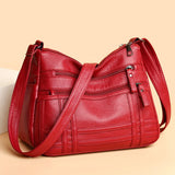 Women's Large Shoulder Bag Soft Leather Messenger Lady Red