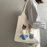 Fruit Print Canvas Shoulder Bag for Women
