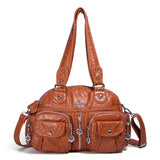 Women's Large Retro Shoulder Bag Soft PU Waterproof Crossbody Handbag