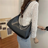 Women's Chain Shoulder Bag with Fringe, PU Leather Handbag