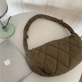 Retro Diamond Shoulder Messenger Bag Nylon Large Capacity Dumpling Bags