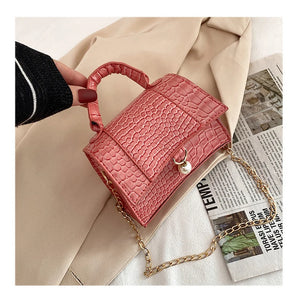 Women's Sloping Bag PU Leather Stone Patterned Small Square Bag