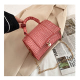 Women's Sloping Bag PU Leather Stone Patterned Small Square Bag
