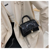 Women's Sloping Bag PU Leather Stone Patterned Small Square Bag