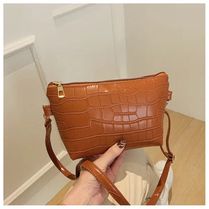 Women's Crocodile Stripe Cross-body Bag Retro Shoulder Bag