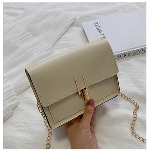 Women's Small Square Bag PU Leather Shoulder Bag with Chain