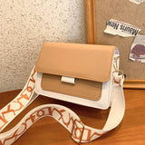 Women's Small Square Bag Wide Strap Shoulder Bag PU Leather