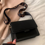 Women's Small Square Bag Wide Strap Shoulder Bag PU Leather