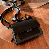 Women's Small Square Bag Wide Strap Shoulder Bag PU Leather