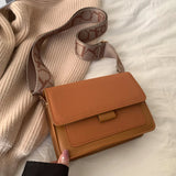 Women's Small Square Bag Wide Strap Shoulder Bag PU Leather