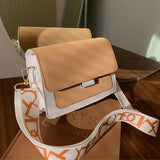 Women's Small Square Bag Wide Strap Shoulder Bag PU Leather