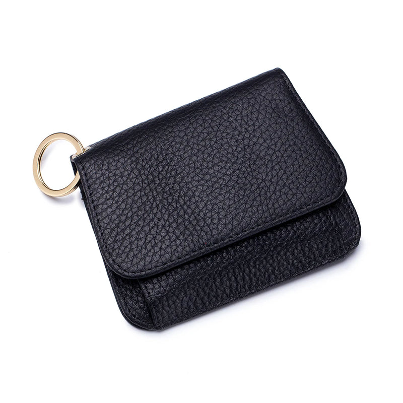 Women's Small Leather Organizer Wallet with Keychain