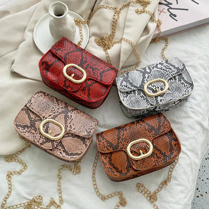 Women's Snake Pattern Shoulder Bag Mini Crossbody Handbag