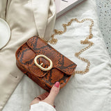 Women's Snake Pattern Shoulder Bag Mini Crossbody Handbag
