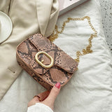 Women's Snake Pattern Shoulder Bag Mini Crossbody Handbag