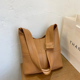 Soft Leather Handbag High Shoulder Bag Tote Bucket Bag Women's Handbags