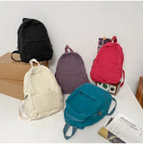 Solid Canvas Backpack Unisex Travel College Schoolbag