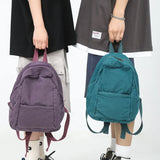 Solid Canvas Backpack Unisex Travel College Schoolbag