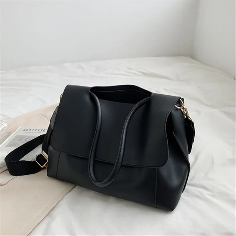 Women's Solid Messenger Bag Large Capacity Commute Tote Shoulder Bags