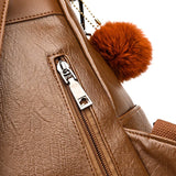 Women's Solid PU Leather Backpack Large Capacity Mochilas Para Mujer