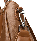 Women's Solid PU Leather Backpack Large Capacity Mochilas Para Mujer
