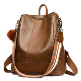Women's Solid PU Leather Backpack Large Capacity Mochilas Para Mujer