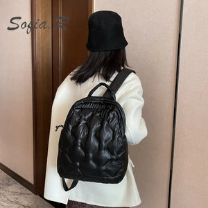 Women's Embroidered Winter Jacket School Bag