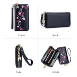 Women's Leather Painted Long Wallet Rfid Ethnic Style Purse
