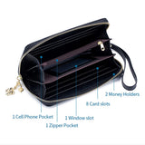 Women's Leather Long Wallet Rfid Handbag Ethnic Style Purse