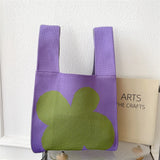 Women's Flower Knitting Handbag Travel All-match Shoulder Bags