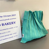 Women's Large Shoulder Bag Solid Foldable Knitting Organ Pleated Shopping Bags