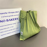 Women's Large Shoulder Bag Solid Foldable Knitting Organ Pleated Shopping Bags
