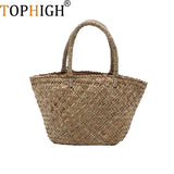 Women's Straw Hand Bag Large Shoulder Tote Bag Bucket Summer Bags Tassel