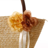 Women's Straw Handbag Flower Woven Beach Tote Bohemia Shoulder Bag