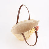 Women's Straw Handbag Flower Woven Beach Tote Bohemia Shoulder Bag