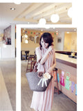 Women's Straw Handbag Flower Woven Beach Tote Bohemia Shoulder Bag