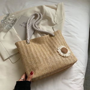Women's Woven Straw Handbag Large Beach Tote Shoulder Bag
